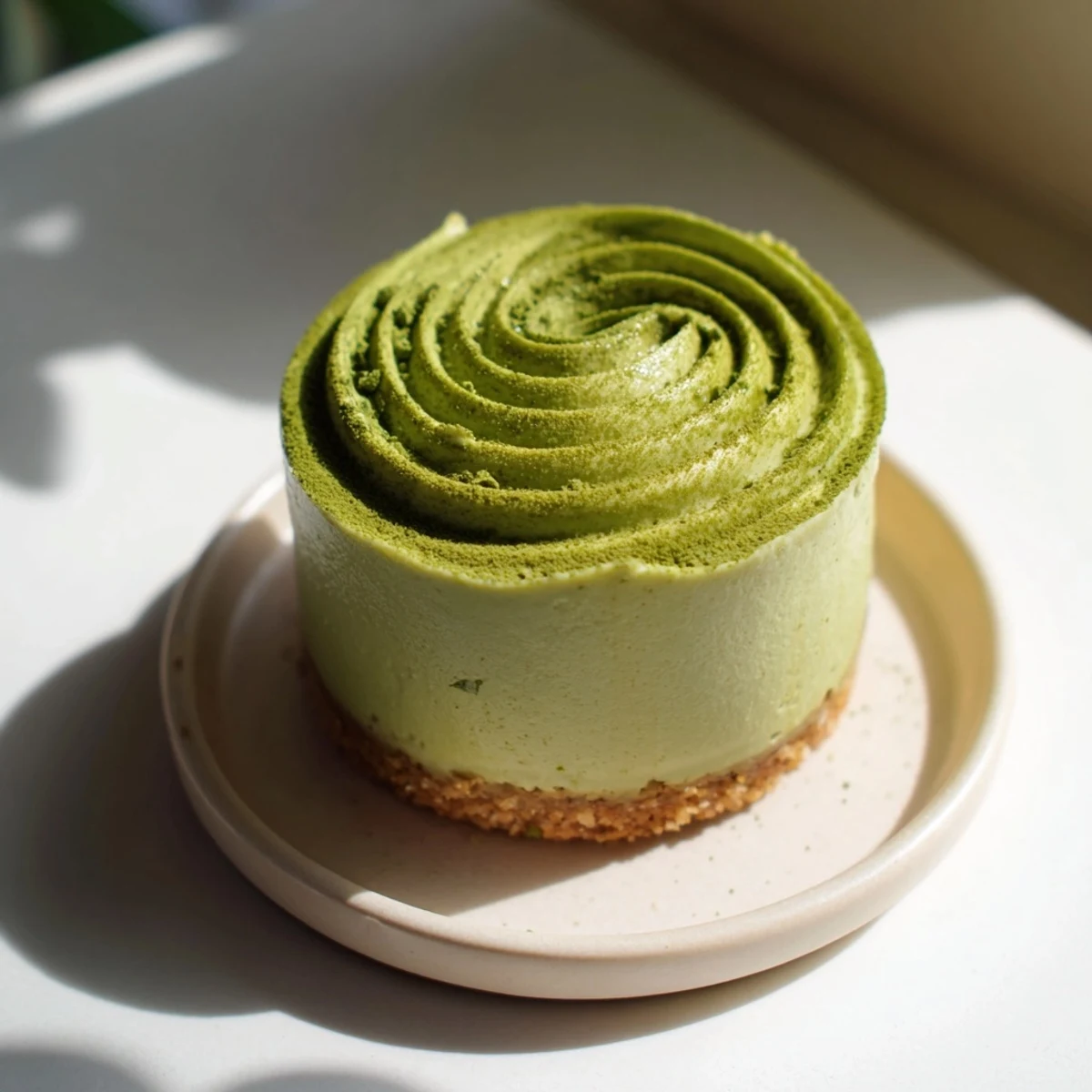 Matcha Swirl Snowdrift Cheesecake Cups: A photo displaying the creamy, layered texture of this elegant, no-bake dessert.
