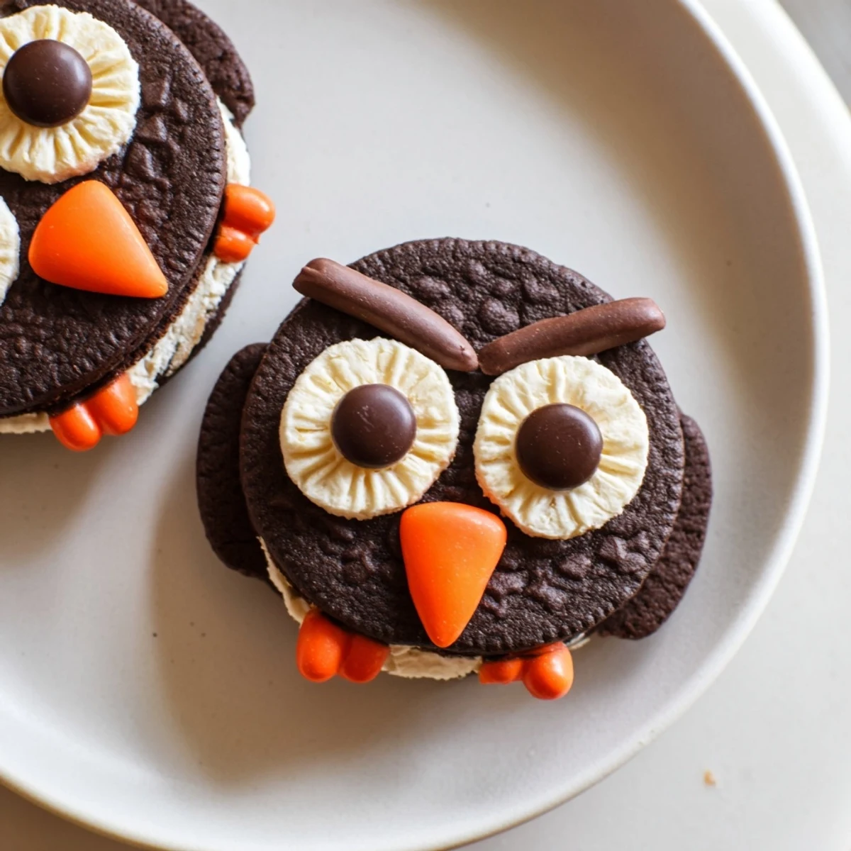 Close-up of the charming Hoot Hoot Owl-themed treat tray, showcasing each snack's whimsical details.