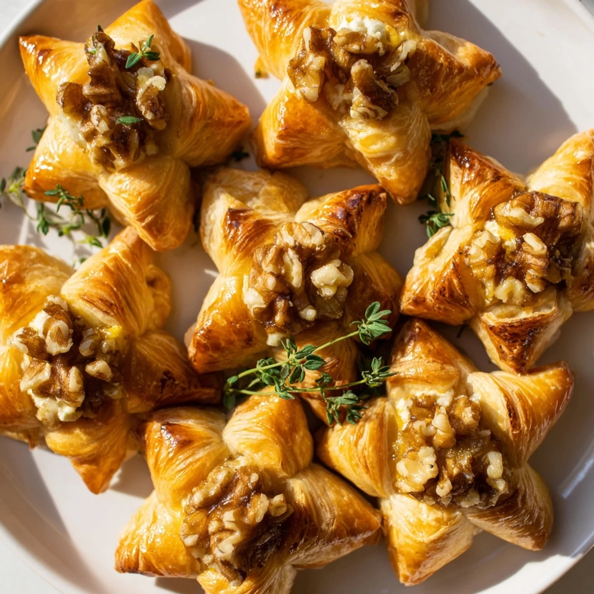 Elegant Starry Night New Years Appetizers, ready to eat, featuring golden-brown puff pastry stars.