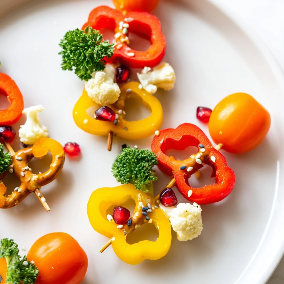 Vibrant Themed Crudités: Veggie Christmas Ornament Dippers, arranged for festive snacking with hummus and ranch.