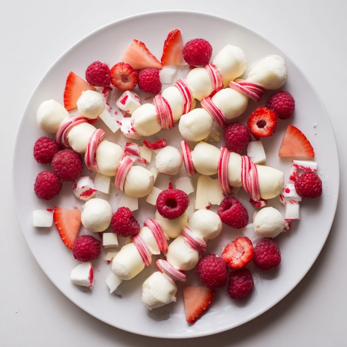 Get ready for the holidays with this Festive Red and White Candy Cane Snack Board, overflowing with delicious snacks.