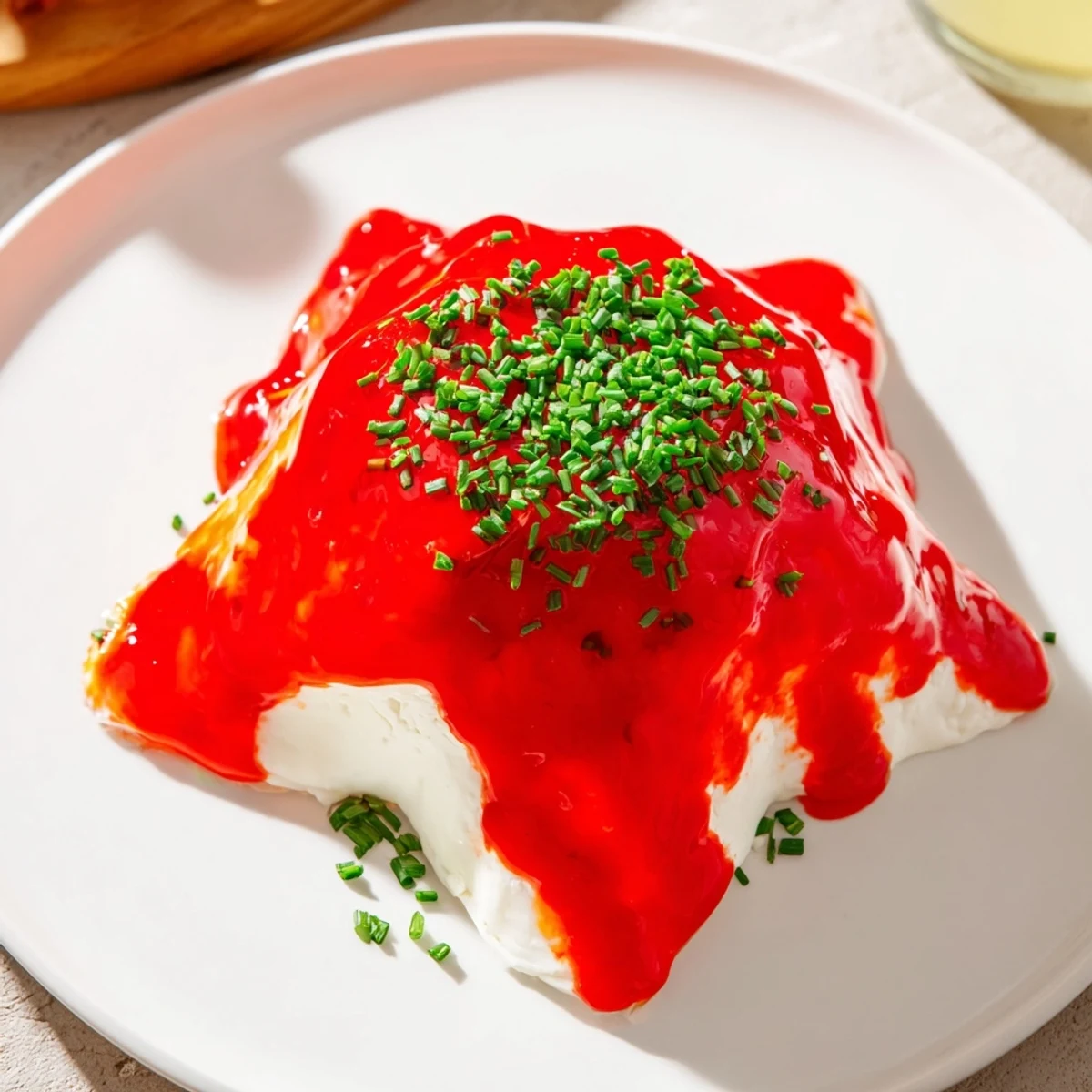 Cream cheese and pepper jelly star appetizer, a creamy, vibrant dish ready to serve with crackers.