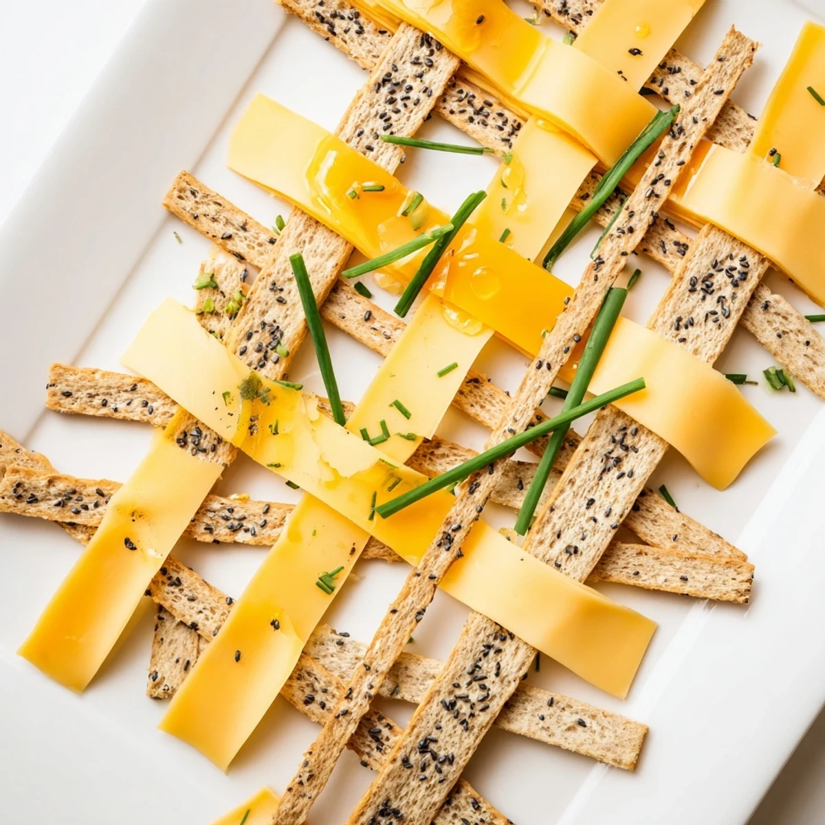 Crisp crackers and layered cheeses create an inviting The Garden Gate Lattice, perfect for a party.