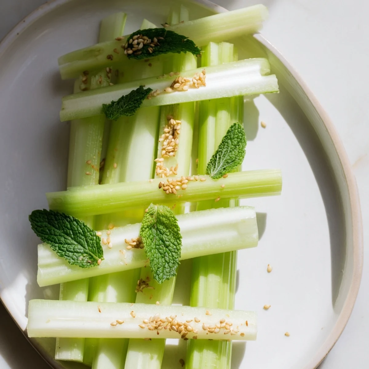 Crisp The Bamboo Zen skewers of cucumber and celery artfully arranged for an elegant, refreshing appetizer.
