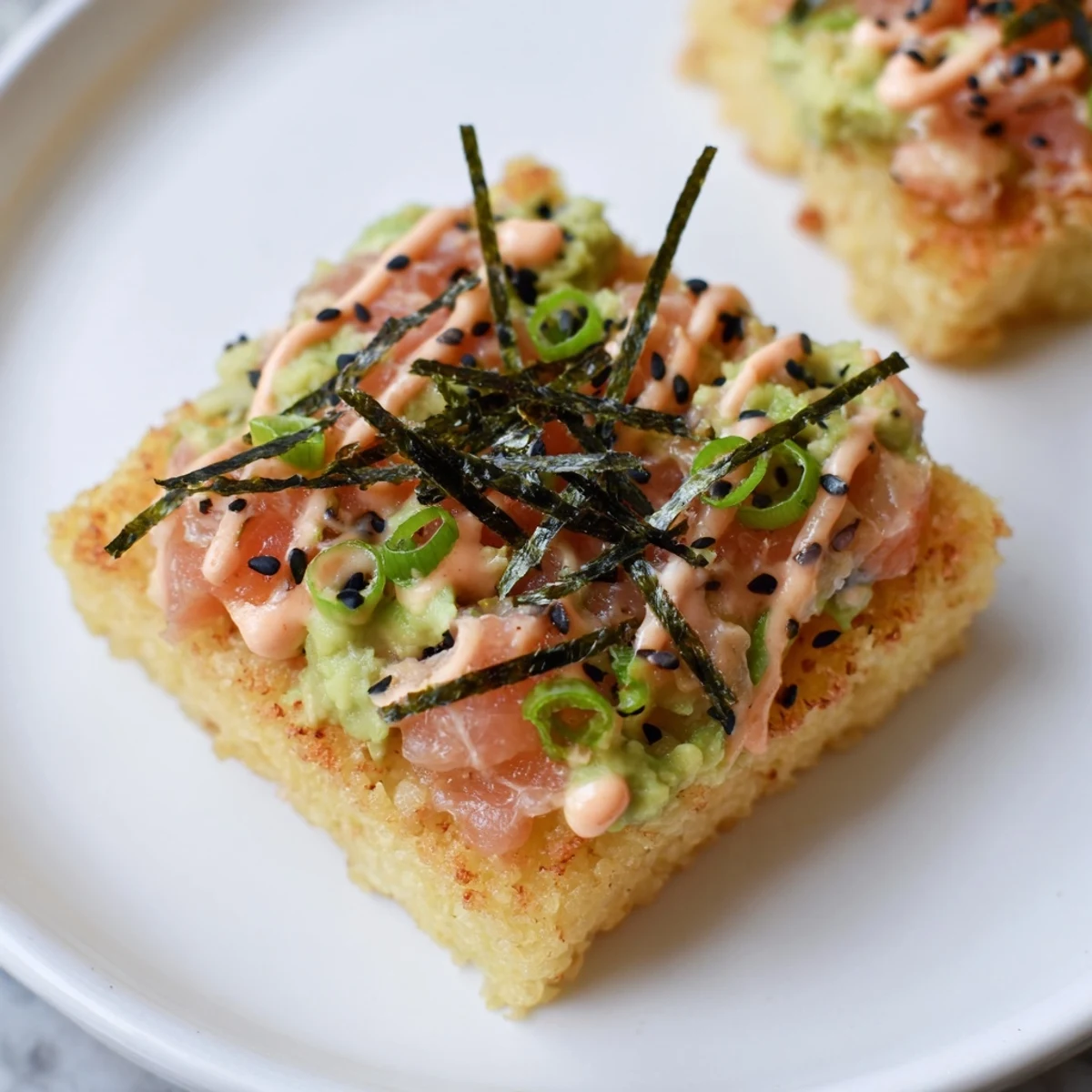 Crispy Rice Salmon Stack