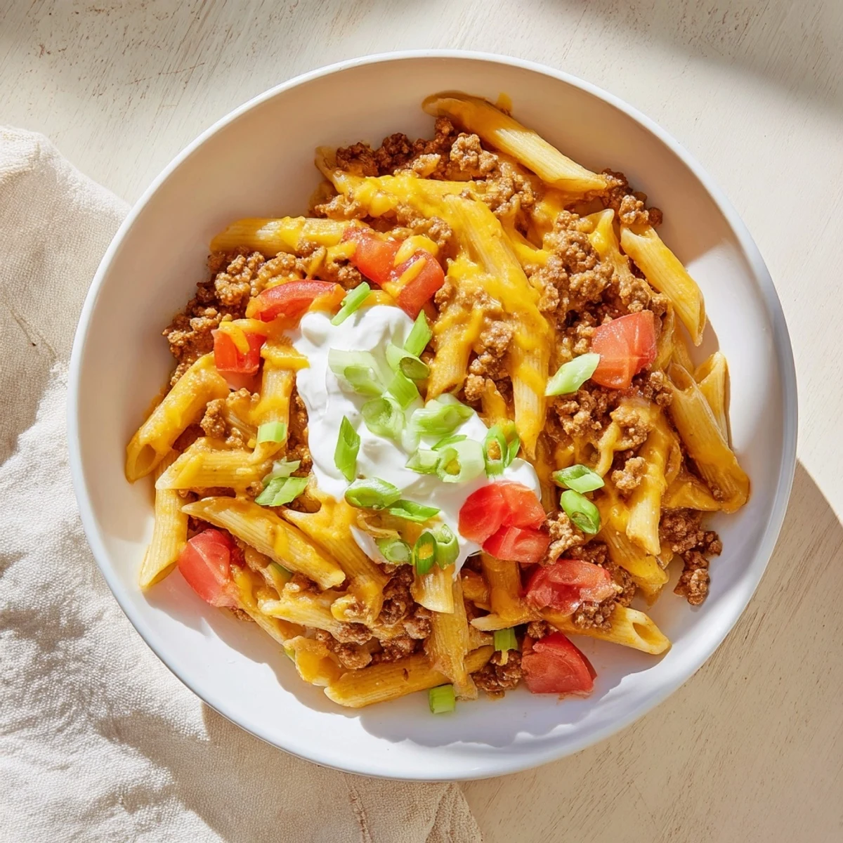 Perfect for a busy weeknight, this easy One-Pot Taco Pasta is bubbling with melted cheese.