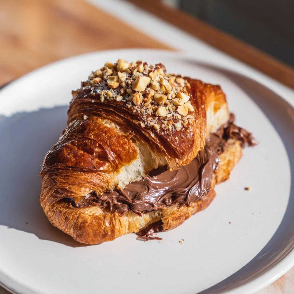 Warm, golden 3-Ingredient Nutella Croissants: melty Nutella oozing from a flaky, air-fried pastry.