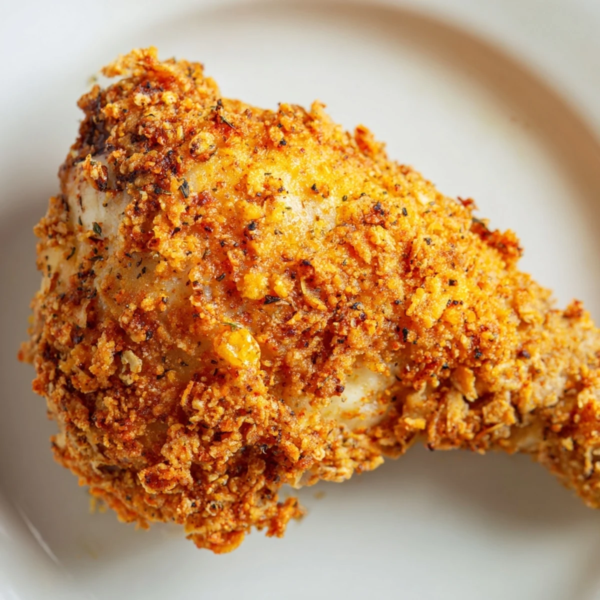 Deep fried KFC Crispy Chicken boasts a crackling, flavorful crust and juicy meat, a classic comfort meal.