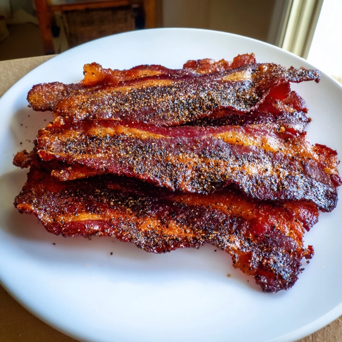 Crispy, decadent Snoop Dogg Billionaire Bacon with a dark, rich crust, served as the perfect brunch side.