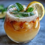 Refreshing limoncello sorbet floats with sparkling lemon water, garnished with fresh mint and lemon slices for a bright summer dessert.