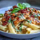 Creamy Marry Me Chicken Pasta, featuring tender chicken in a sun-dried tomato parmesan sauce.