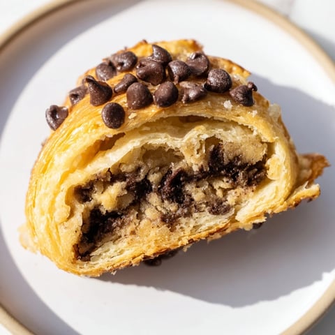 Golden-brown Viral Crookies featuring flaky croissant layers filled with melted chocolate cookie dough.