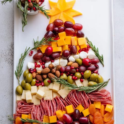 This delicious Christmas Tree Charcuterie Dream showcases a visually appealing holiday appetizer board ready to serve.
