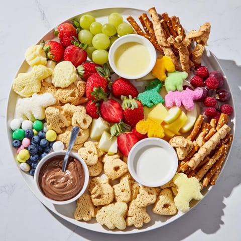 Close-up of an appealing Animal Cracker Safari Board, perfect for a fun, party-ready snack platter.