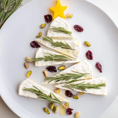 An inviting platter showcases the Simple Brie Triangle Cheese Tree, ready to enjoy with gluten-free crackers and jam.