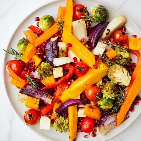Vibrant Festive Vegetable Christmas Wreath, a roasted veggie wreath with herbs and pomegranate seeds.