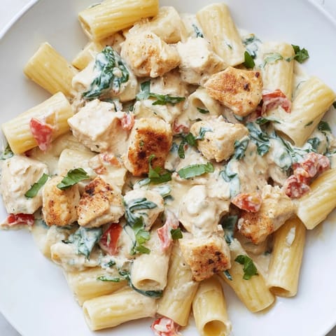 Creamy Budget-Friendly Marry Me Chicken Pasta with golden chicken and spinach, ready for a delicious dinner.