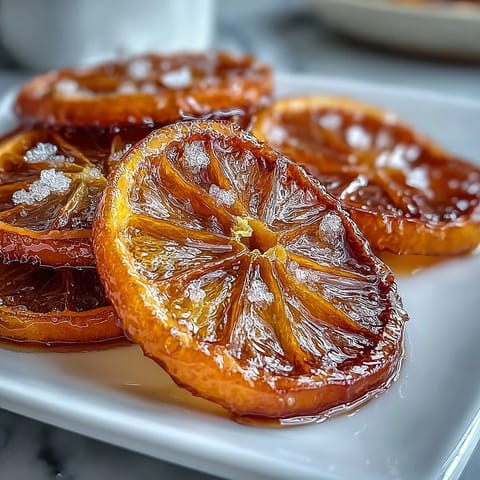 Candied orange slices for cocktail garnish, glossy and sweet, perfect for romantic Valentines drinks.