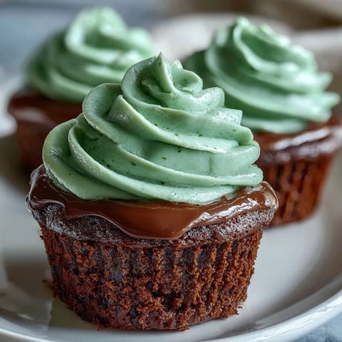 Festive green velvet cupcakes with rich cocoa flavor, topped with smooth cream cheese frosting for St. Patrick's Day celebrations.