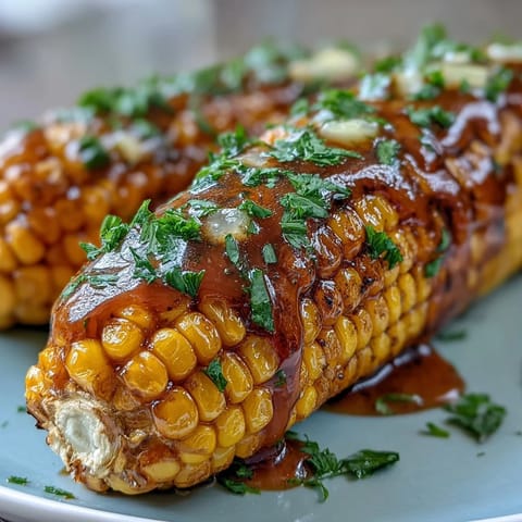 Tender corn on the cob steamed in the microwave, brushed with rich garlic butter and fresh parsley for an easy, aromatic dish.