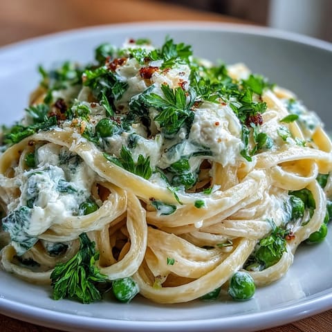 Spring Pasta: Ricotta and Lemon Linguine with Peas - a creamy, zesty dish with bright lemon, sweet peas, and ricotta tossed with tender linguine.