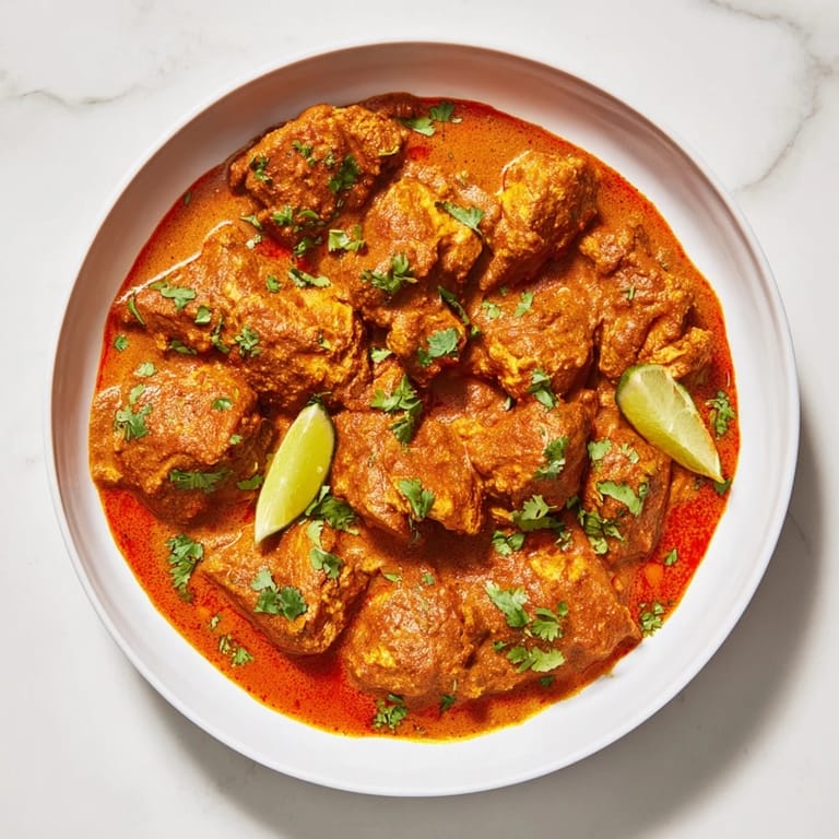 A vibrant photo of Instant Pot Chicken Tikka Masala showcases tender chicken pieces swimming in a coconut sauce.