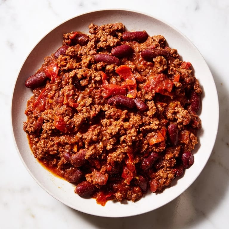 Slow cooker simmering a delicious Secret 4-Ingredient Chili, showcasing the tender beef and vibrant tomatoes.