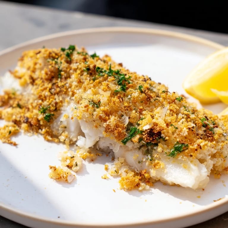 This Baked Cod with Crispy Ritz Cracker Topping features a buttery, golden crust atop tender cod fillets.