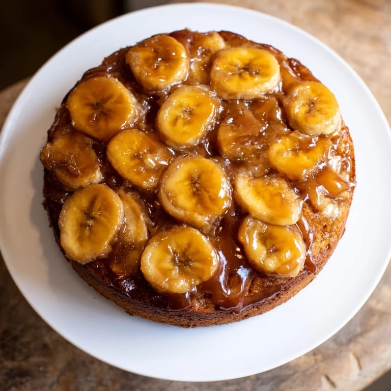Sliced banana bread cake, displaying the rich caramel layer with warm, inviting textures and flavors.