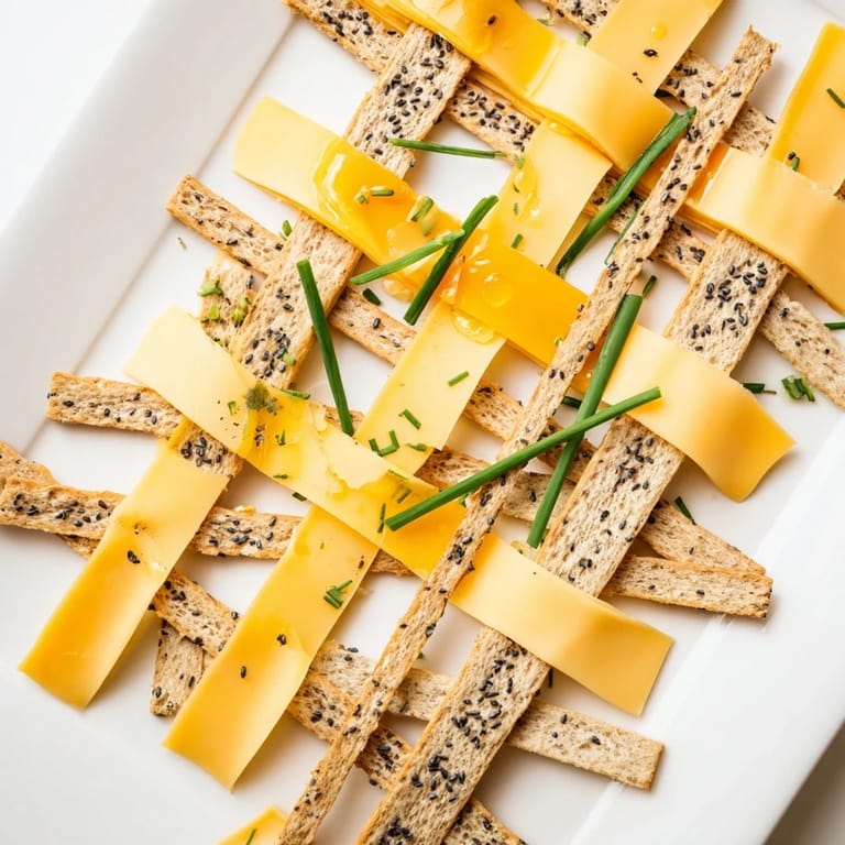 Crisp crackers and layered cheeses create an inviting The Garden Gate Lattice, perfect for a party.