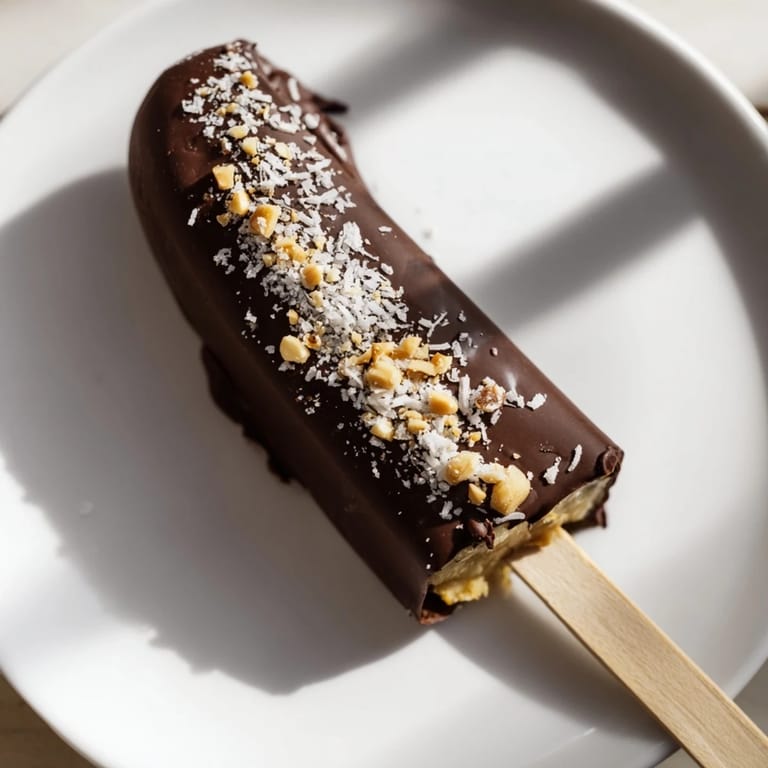 Refreshing Frozen Banana Chocolate Pops with crunchy toppings, a perfect gluten-free dessert option.