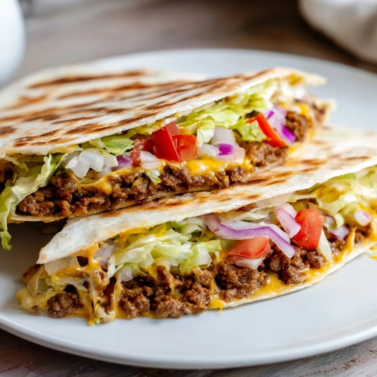 A delicious, hand-held Taco Bell Crunchwrap Supreme, a satisfying combination of textures and flavors.