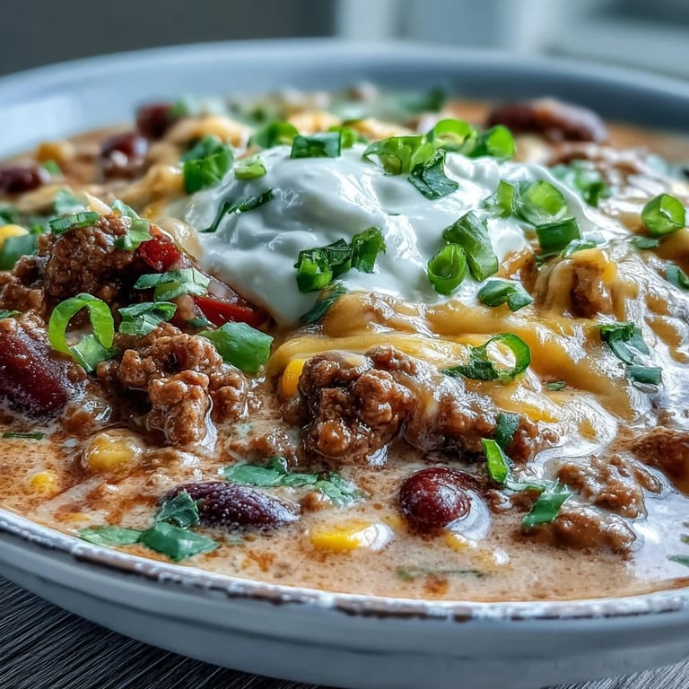 Serve Creamy Taco Soup with sour cream, cilantro, and crunchy tortilla chips for a satisfying Tex-Mex dinner.