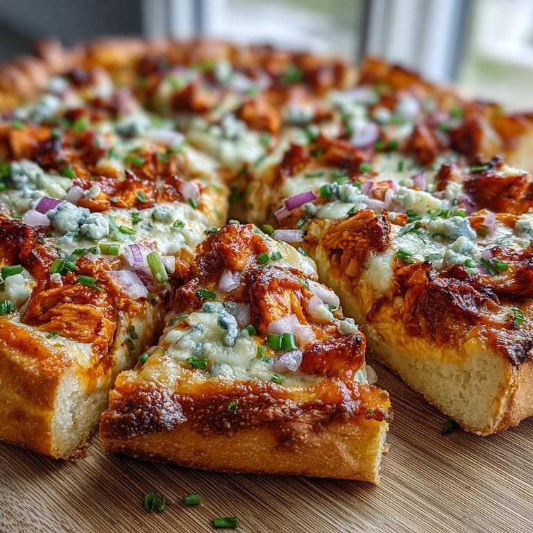 Golden Buffalo Chicken Pizza slice pulled from the oven, bubbling cheese and tangy ranch sauce for a weeknight dinner.