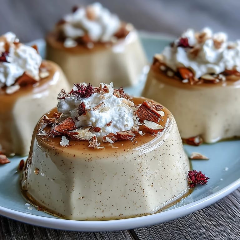 Rich Hojicha Panna Cotta dessert is paired with iced hojicha tea for a refreshing finish.