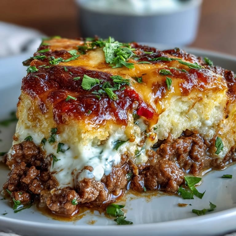Savory Keto Taco Casserole with Cheesy Topping and Cauliflower Rice: hearty Tex-Mex casserole packed with ground beef, zesty taco seasoning, and creamy melted cheese topping.