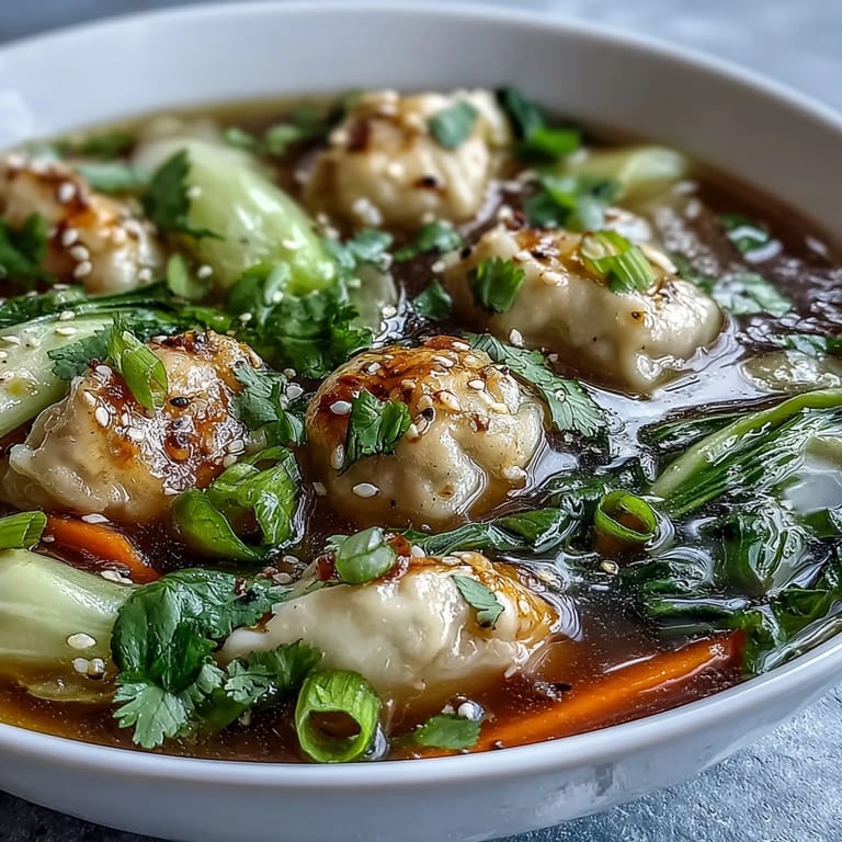 Warm, comforting Trader Joes Dumpling Soup featuring juicy dumplings, aromatic ginger, and crisp vegetables for a satisfying meal.  