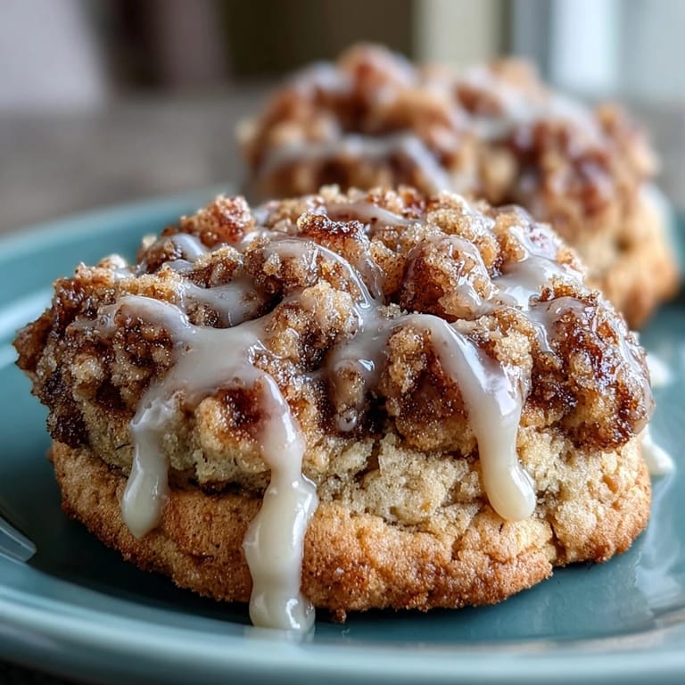 Soft cookies inspired by Gilmore Girls Coffee Cake Cookies, with a tender crumb, cinnamon topping, and sweet icing drizzle.