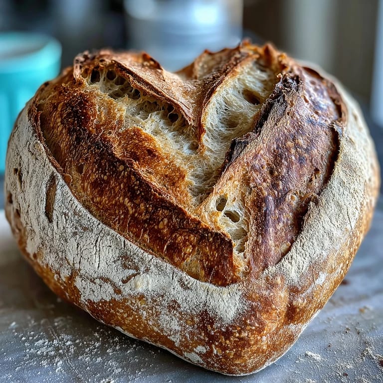 Two rustic sourdough hearts decorated with delicate flour patterns, showcasing airy crumb and artisan baking craftsmanship.  