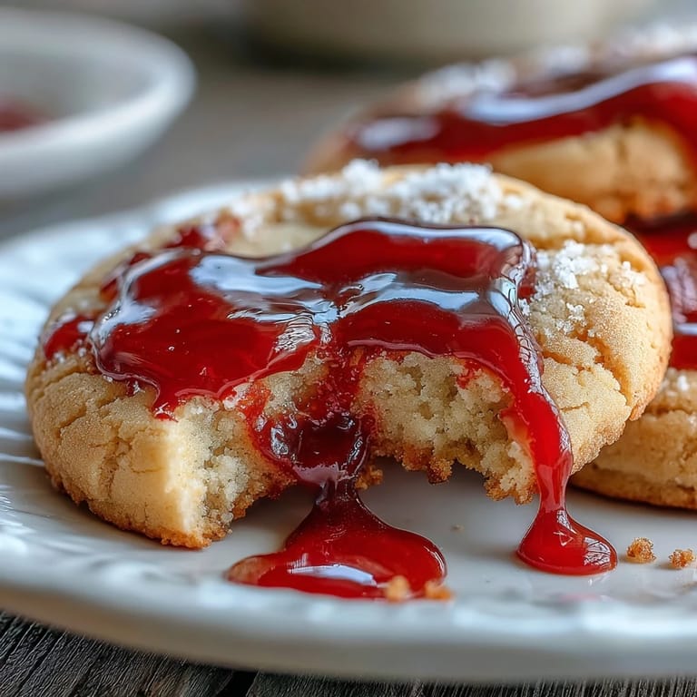 Buttery sugar cookies decorated with dramatic red icing blood dripping from fang bite marks, perfect for Halloween.  