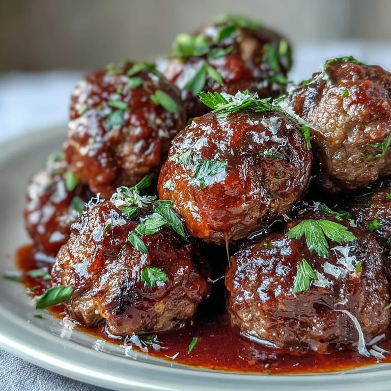 3. Flavorful beef meatballs cooked low and slow in a savory tomato sauce, ideal for housewarming parties or cozy gatherings.