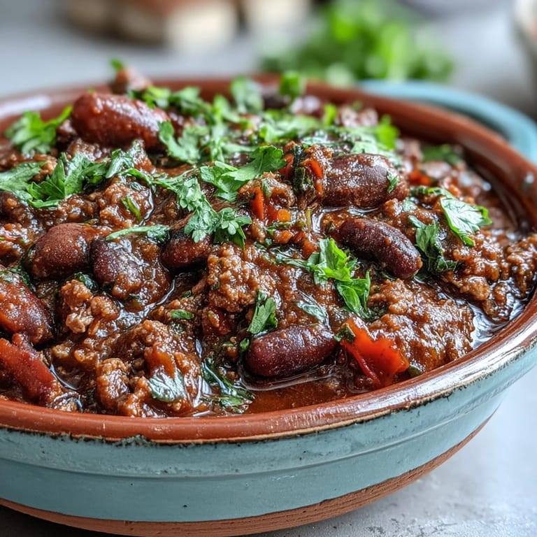 Hearty Healthy Easy One-Pot Turkey Chili with Beans served in a bowl, topped with fresh cilantro and a dollop of Greek yogurt for added flavor.