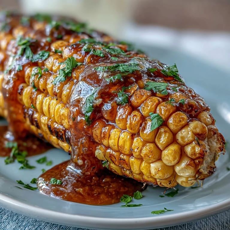 Sweet corn on the cob cooked in the microwave and coated in fragrant garlic butter, ready in minutes for a delicious vegetarian side.