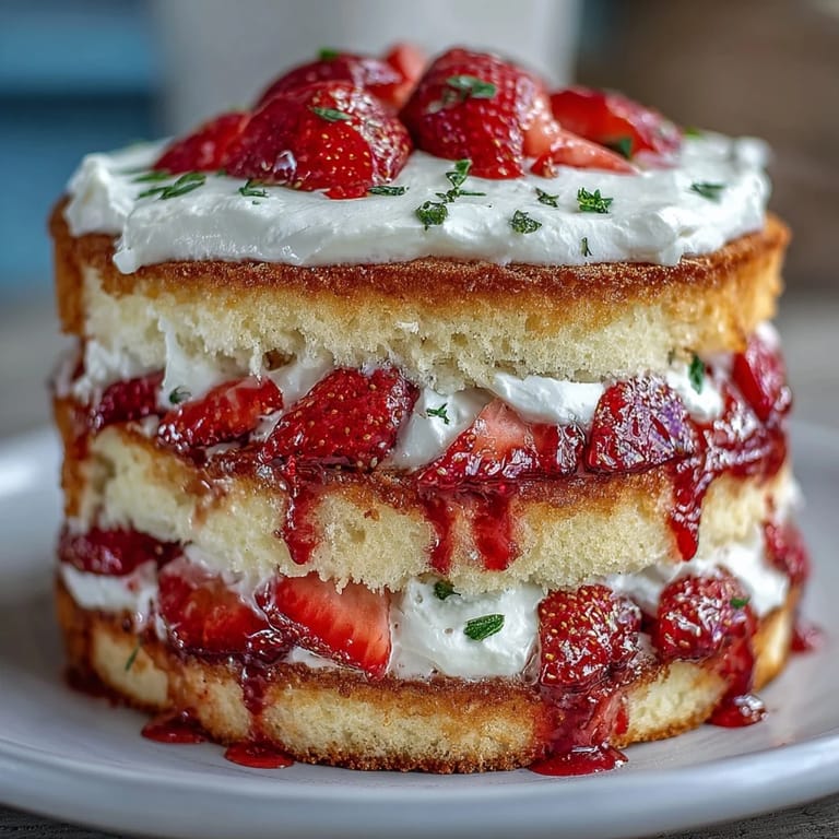 Elegant naked cake with tender vanilla sponge, luscious whipped cream, and ripe strawberries, ideal for festive spring gatherings and special occasions.