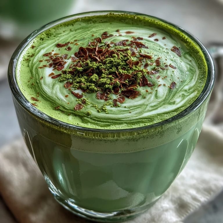 Creamy vegan matcha oat milk latte, perfect for a refreshing morning treat.