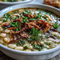 Hearty white bean and ham hock soup with tender beans and smoky meat, perfect for cold winter nights.  