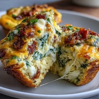 High-protein ham and veggie egg muffins baked to golden perfection with melted cheese and fresh vegetables.