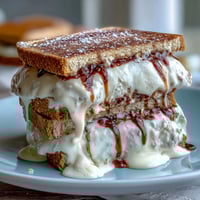 Vanilla Bean Frappuccino Ice Cream Sandwiches with coffee cookies and creamy vanilla filling.
