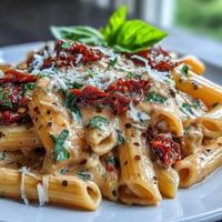 Creamy Marry Me Pasta with sun-dried tomatoes and parmesan in a rich sauce.  